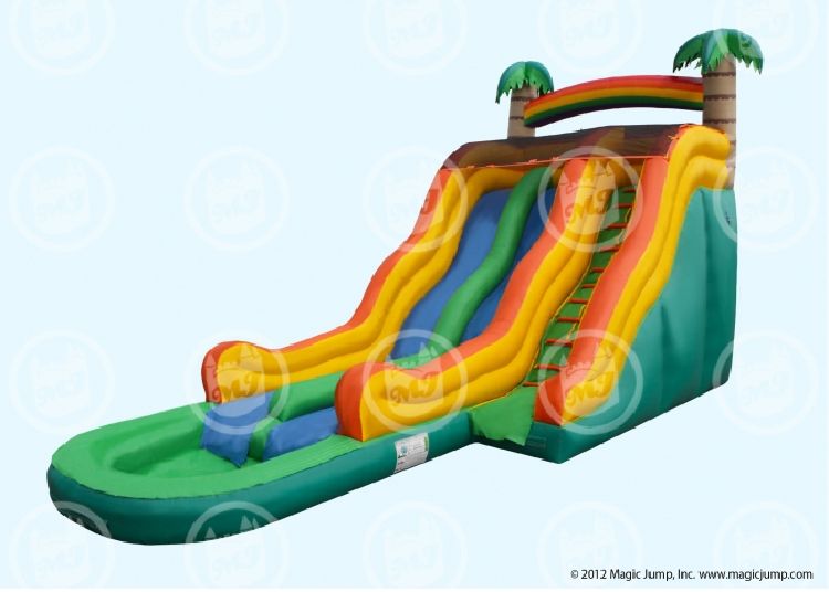 18ft Wavy Dual Lane Tropical WET Slide